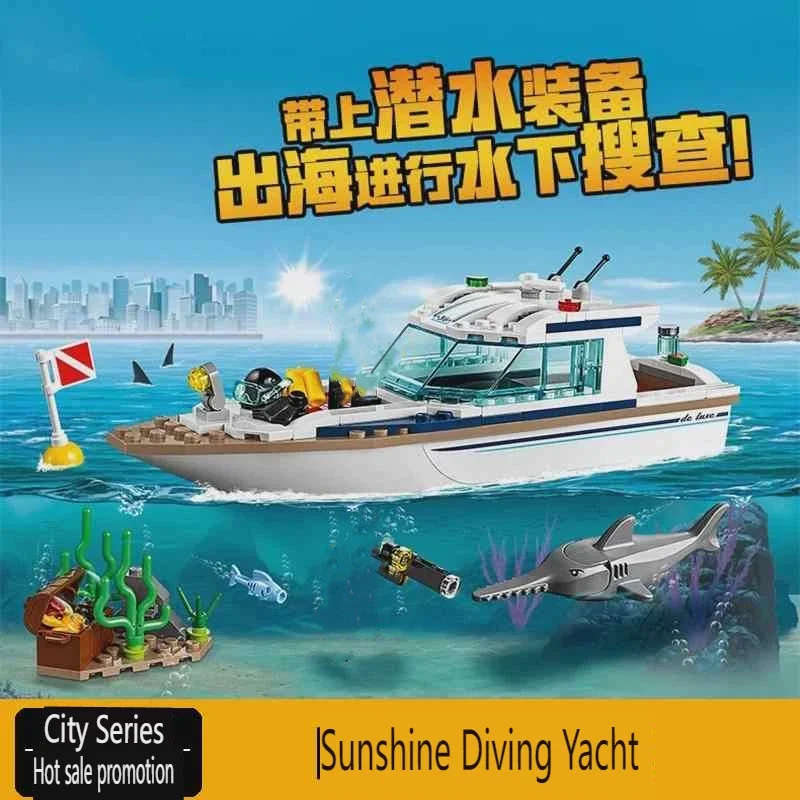 Model Kit Yacht - City Series 60221 Sonnenschein-Tauchyacht Hai-Puzzle Zusammenbaubares